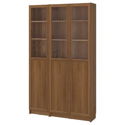 IKEA BILLY / OXBERG(295.818.47) комбінація полиць з дверцятами, панель/скло, імітація коричневого горіха