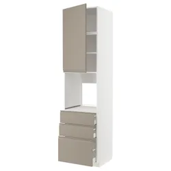 IKEA METOD / MAXIMERA(594.921.71) висока шафа/двері/3 шухляди, білий/Upplöv матовий темно-бежевий