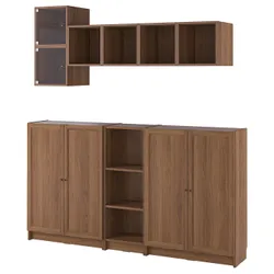 IKEA BILLY / EKET(695.060.78) комбинация с дверями, коричневый орех/прозрачное стекло