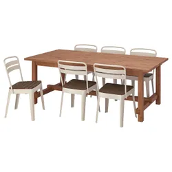 IKEA NORDVIKEN / NORRMANSÖ(494.261.72) стол и 6 стульев, морилка патина / бежевая акация