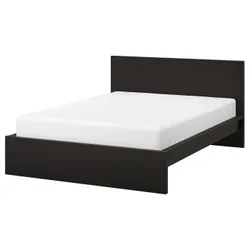 IKEA MALM(890.190.82) каркас кровати, высокий, черно-коричневый / Лёнсет