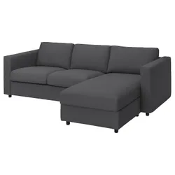 IKEA VIMLE (593.991.30) 3-местный диван с козеткой, Халларп серый