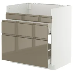 IKEA METOD / MAXIMERA(695.770.18) Хавсен/3FR/2SUSU Кабінет мийки, білий/Voxtorp Gloss Dark -brown