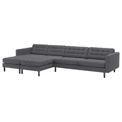 IKEA LANDSKRONA (794.442.21) 5-местный диван с шезлонгами, Gunnared темно-серый/дерево/черный