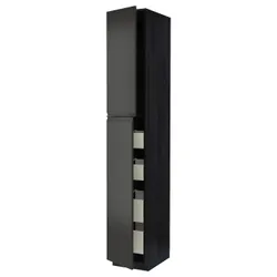 IKEA METOD / MAXIMERA(394.956.51) высокий шкаф с 2 дверцами/4 ящиками, черный/Upplöv матовый антрацит