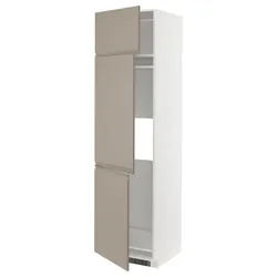 IKEA METOD(494.920.96) висока шафа для льоду/морозильна камера/3 двері, білий/Upplöv матовий темно-бежевий