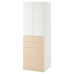 IKEA SMÅSTAD / PLATSA (494.309.37) гардероб, белый/береза с 4 ящиками