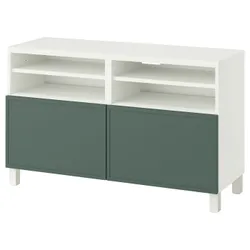 IKEA BESTÅ(695.973.75) Тумба під телевізор з дверцятами, білий/Крукмакаре темно-сіро-зелений