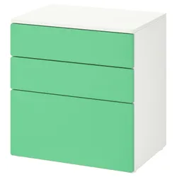 IKEA SMÅSTAD / PLATSA(994.201.82) комод, 3 ящика, белый / зеленый