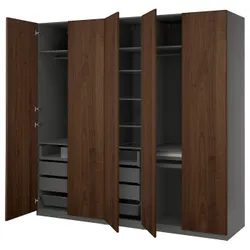 IKEA PAX / BJÖRNESKOGEN(395.753.32) комбінований гардероб, темно-сірий/горіховий шпон