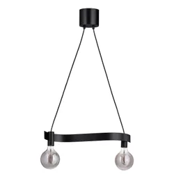 IKEA ACKJA / MOLNART(795.368.43) подвесной светильник с лампочкой, волнистый черный/серый шарик прозрачное стекло