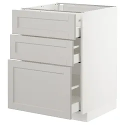 IKEA METOD / MAXIMERA (392.742.30) стоячий шкаф с 3 ящиками, белый / лерхиттан светло-серый