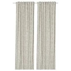 IKEA SNÖRUTA(205.981.35) занавеска, 2 шт., светло-серо-бежевый белый/цветочный узор на ленте
