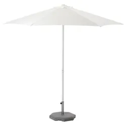 IKEA HÖGÖN(393.246.16) зонт с основанием, белый / Huvön темно-серый
