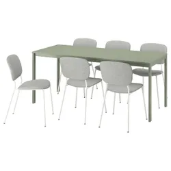 IKEA VIHALS / VIHALS(495.899.65) стол и 6 стульев, Зеленый/белый тибблби бежевый