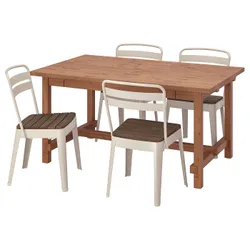 IKEA NORDVIKEN / NORRMANSÖ (794.261.80) стол и 4 стула, морилка патина / бежевая акация