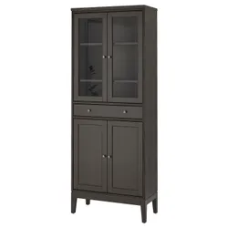 IKEA IDANÄS(704.878.37) высокий шкаф со стеклянной дверью/1 ящик, темно-коричневое пятно