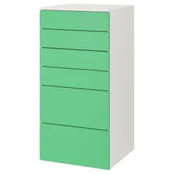 IKEA SMÅSTAD / PLATSA (893.877.29) комод, 6 ящиків, білий / зелений
