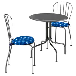 IKEA LÄCKÖ(795.762.02) Таблица+2 стула, снаружи, Серый/Клосан Флот Блю