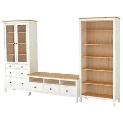 IKEA HEMNES(192.995.71) тумба під телевізор, біла пляма / світло-коричневе прозоре скло