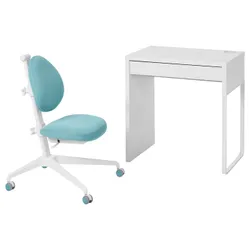IKEA MICKE / DAGNAR(295.065.89) стол и стул, белый/бирюзовый