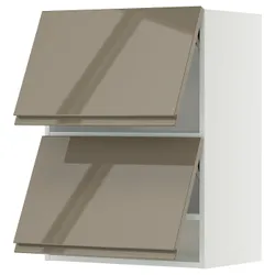 IKEA METOD(195.765.06) Горизонтальный шкаф 2 двери OTW Touch, белый/voxtorp Gloss Dark -Brown