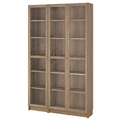 IKEA BILLY / OXBERG(095.818.34) комбінація полиць зі скляними дверима, імітація дуб/безбарвне скло