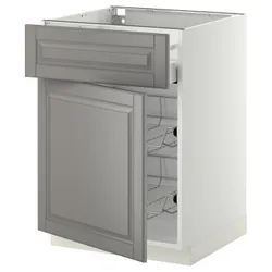 IKEA METOD / MAXIMERA(894.561.43) stj шафа / корзина др / ящик / двері, білий / Bodbyn сірий
