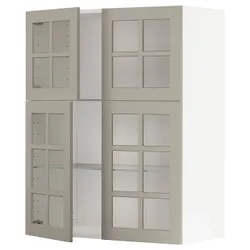 IKEA METOD(494.583.23) полиця з половиною / 4 скляними дверцятами, білий / Stensund beige