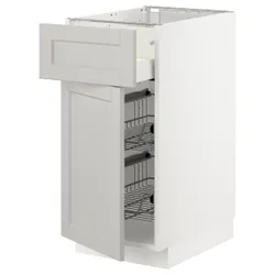 IKEA METOD / MAXIMERA(894.550.68) stj шафа / корзина др / ящик / двері, білий / Lerhyttan світло-сірий