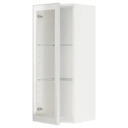 IKEA METOD(294.905.50) полустеклянный шкаф, белый/Hesta белый прозрачное стекло