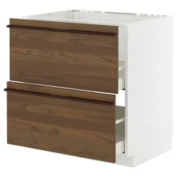 IKEA METOD / MAXIMERA(795.745.47) SZ ZL+2FR/2SZU, Белый/стенста темно -коричневый пепельный шпон