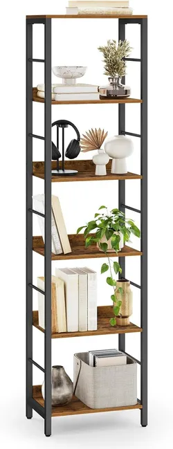 VASAGLE Книжный шкаф, 6 ярусов, Книжный шкаф, Книжный шкаф, 30 x 40 x 178 см, Книжный шкаф с задними панелями, для гостиной,