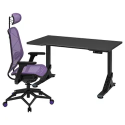 IKEA UPPSPEL / STYRSPEL(694.913.88) ігровий стіл і крісло, чорний/фіолетовий