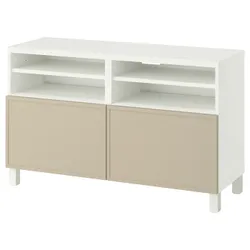 IKEA BESTÅ(995.973.74) Телевизионная скамья с дверями, Белый/Крукмакаре бежевый