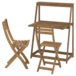 IKEA DJUPÖN / ASKHOLMEN(196.081.02) Стол и 2 складных стульев, Внешнее складывание/коричневый темно -коричневый