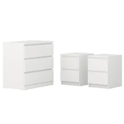 IKEA MALM(494.834.12) Комплект меблів для спальні 3 шт, білий
