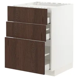 IKEA METOD / MAXIMERA(194.043.36) плоская кровать / 3 кровати / 3 ящика, белый / синарп коричневый