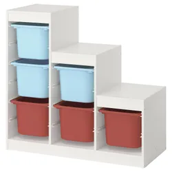 IKEA TROFAST(495.733.99) Полка с контейнерами, Белый светло -голубой/красный