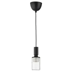 IKEA SUNNEBY / MOLNART(795.279.85) подвесной светильник с лампочкой, белая ткань/узор в форме трубочки