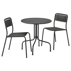IKEA LÄCKÖ / VIHOLMEN (194.135.24) стол + 2 стула, снаружи, серый / темно-серый
