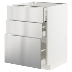 IKEA METOD / MAXIMERA(093.299.03) стоячий шкаф с 3 ящиками, белый / варста нержавеющая сталь