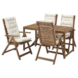 IKEA NÄMMARÖ(695.752.60) Таблица+4 распределительных стульев, снаружи, светло -коричневый/куддарна светло -серого.
