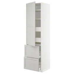 IKEA METOD / MAXIMERA(793.867.87) w sz z pół / 4 szu / drz / 2 fr, белый/лерхиттан светло-серый