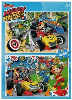 2 набора по 60 деталей, Микки и быстрые гонщики