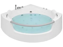 Ванна гидромассажная угловая LED белая 136 x 136 см MANGLE