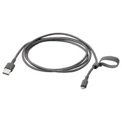 IKEA LILLHULT(805.275.93) USB-A на USB-micro, темно-сірий