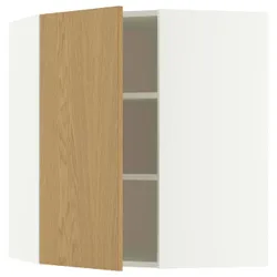 IKEA METOD(996.016.77) Угловой настенный шкаф с полками, белый/синарп вокруг дуба