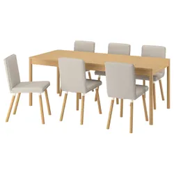 IKEA TONSTAD / TONSTAD(995.967.46) Стіл та 6 стільців, іміту. Дуб/Фрідтуна Світло бежева іміта. дуб