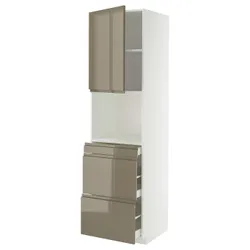 IKEA METOD / MAXIMERA(295.772.61) SZA до Micr Dors Dozw/3SZU, білий/Voxtorp Gloss Dark -brown
